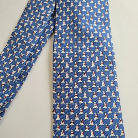 Salvatore Ferragamo men's silk tie NWT dogs - Picture 2 of 4